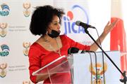 Minister of Human Settlements, Water & Sanitation, Ms Lindiwe Sisulu making a Key Note Address